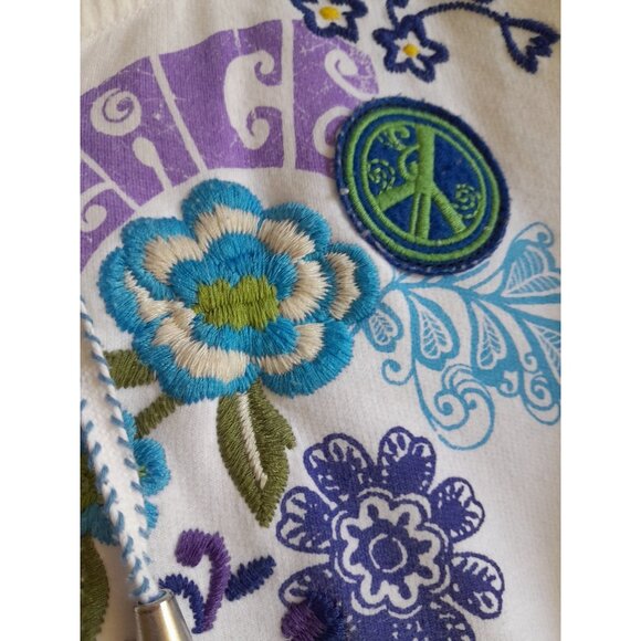 International Concepts Size Large Embroidered Boho Hippie 60s Zip Hooded Jacket - Picture 5 of 8